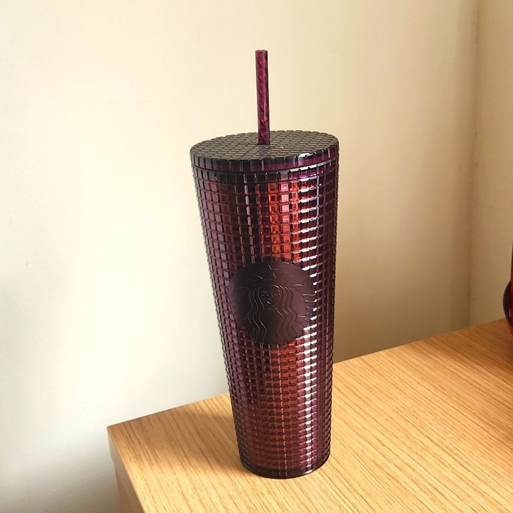 Starbucks 2020 Holiday Berry Plum Grid Disco Venti Tumbler 24oz
